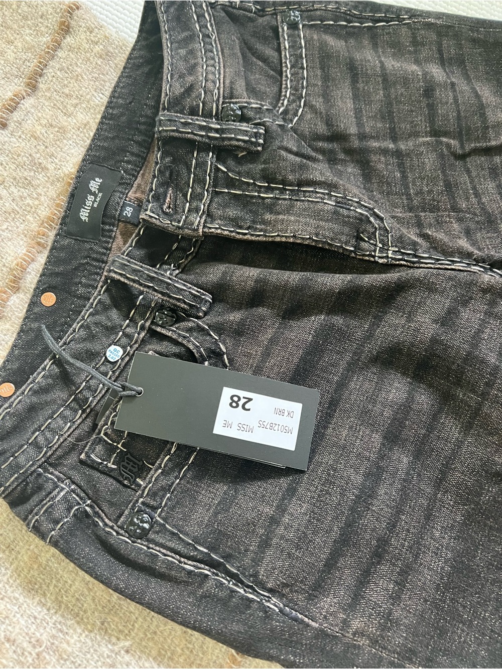 Miss Me Black Skinny Jeans with Contrast Stitching
